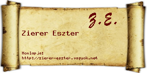 Zierer Eszter névjegykártya